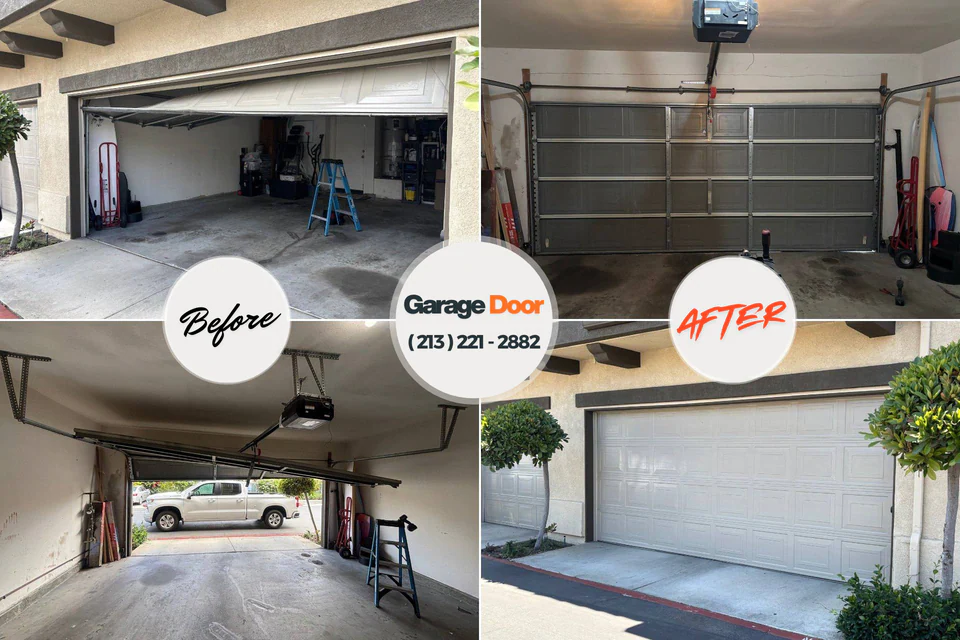 Before and after: garage door repair Lantana, FL